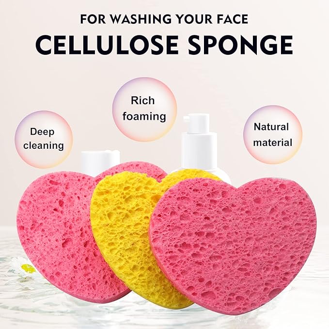 50-Count Facial Sponges Compressed, 100% Natural Cellulose Face Sponge Professional Cosmetic Spa Sponges for Face Cleansing, Exfoliating Mask, Makeup Removal for Travel and Home, Mixed