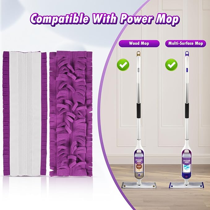 6 Pack Spray Mop Pads for Swiffer® Power Mop Multi-Surface Mop and PowerMop Wood Mop Pads Refill, Washable & Reusable Floor Cleaning Replacement Mopping Pads