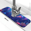Faucet Draining Mat For Kitchen Sink, Ocean Jellyfish Corals Diatom Mud Absorbent Drain Pad For Bathroom Kitchen Sink Splash Guard Drying Mat