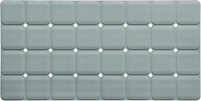 Webos Silicone Bath Mat with Suction Cups – Non-Slip Foldable Bathtub & Shower Mat, Durable & Quick-Dry Safety Tub Mat with Large Drain Holes for Families 28"x 14" Grey