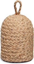 Natural Wicker Door Stopper with Handle, Decorative Door Stop, Heavy Indoor Doorstop, Rustic Farmhouse Blocker Jammer 5.1''D x 7.5''H (Jute)