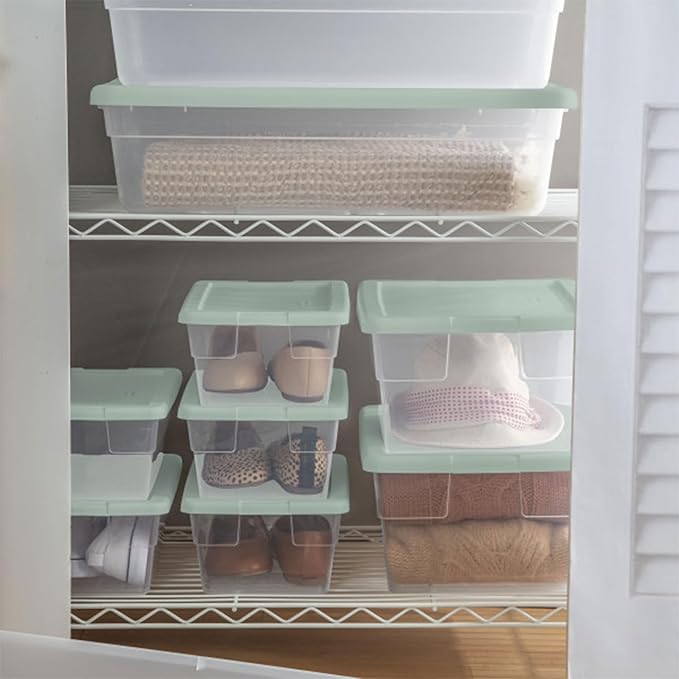 Sterilite 30 Pack Stackable Storage Bin with Lid, Clear Plastic Design, 6 Quart