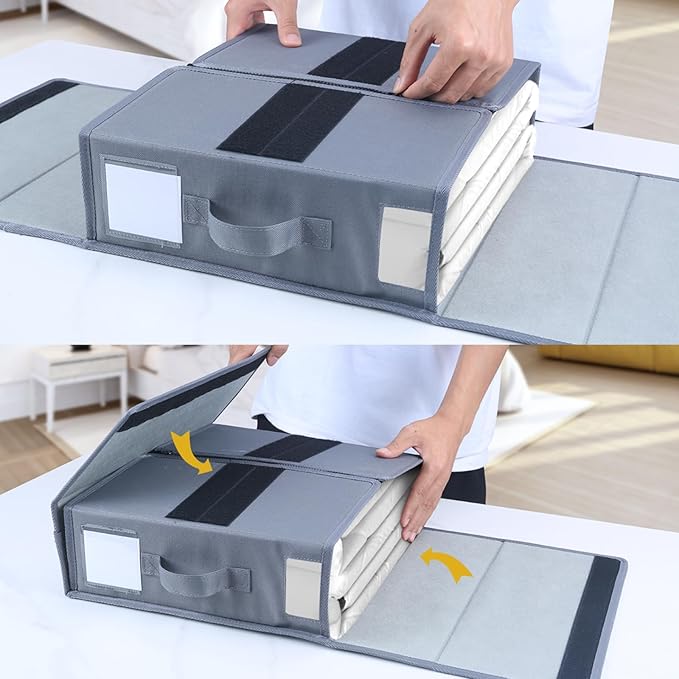 Bed Sheet Organizers and Storage - 4 Pack, Foldable Sheet Cube Storage Container Linen Closet Organizers, Duvet Covers and Pillowcases Storage Box for Bedding Blankets Towels (4 PCS)