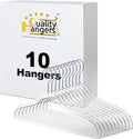 Quality Hangers Clear Plastic Hangers for Clothes | 10 Pack - 16.5 Inch | Heavy Duty Hangers Space Saving Crystal Acrylic | 360 Degree Swivel Hook and Notches (Clear, 10)