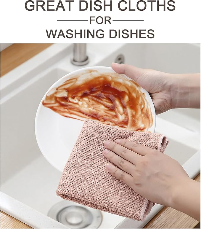 K&janet6am Dish Cloths for Washing Dishes, 6 Pack Kitchen Dish Towels, Super Absorbent Microfiber Cleaning Cloth, Barista Micofiber Cloths for Espresso Machine,12x12 Inches