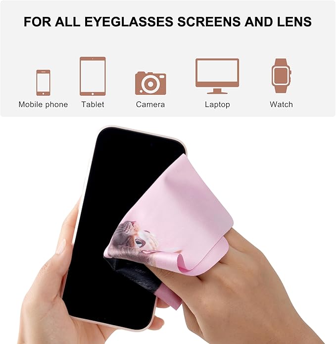 Microfiber Glasses Cleaner Cloth,Cute Cat Cleaning Clothes for Eyeglass,Phone, Screens, Camera Lens -6pcs