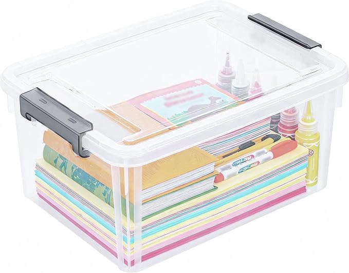 Citylife 17 QT Plastic Storage Bins with Latching Lids Stackable Storage Containers for Organizing Large Clear Storage Box for Garage, Craft, Toys, Closet, Home, 1 Packs