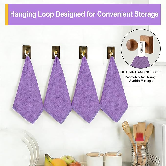 HOMERHYME Microfiber Cleaning Cloth, 12 Pack Purple Cleaning Rags,12" X 11" Lint Free Dish Towels Wash Cloths, Reusable Microfiber Towels for Home and Kitchen Bathroom Apartment Cleaning Supplies