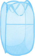 Larpur Pop up Laundry Hamper, Collapsible Laundry Basket, Portable Mesh Clothes Hamper for Home Room, College Dorm, Apartment, Foldable Hamper with Carry Handles, Sky Blue