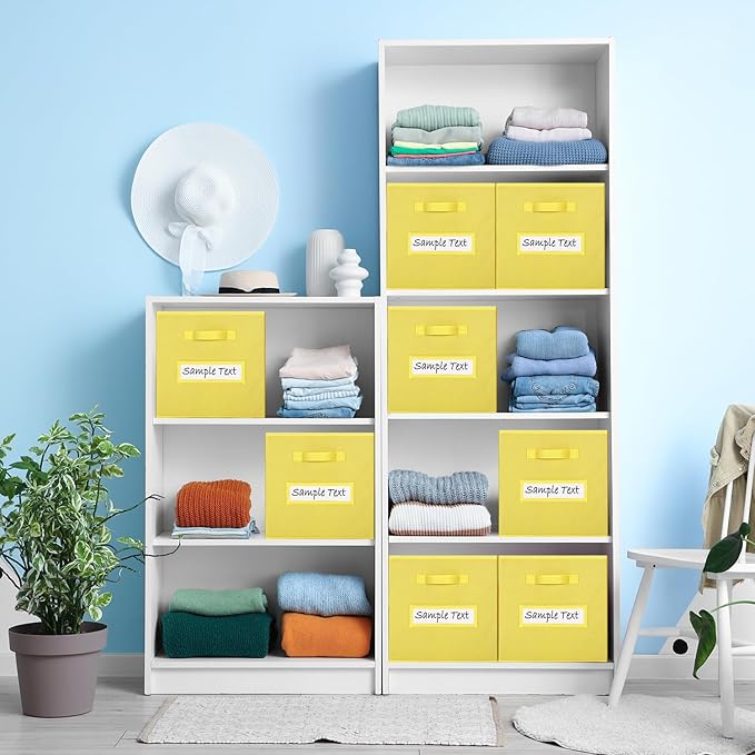 artsdi 11x11 storage cube bins (Set of 10) Foldable Fabric storage cubes with 10 Labels Window Cards & a Pen,11 inch cube storage bin,Closet Organizers for Shelves,Cubby Organizer Boxes,Dark Yellow