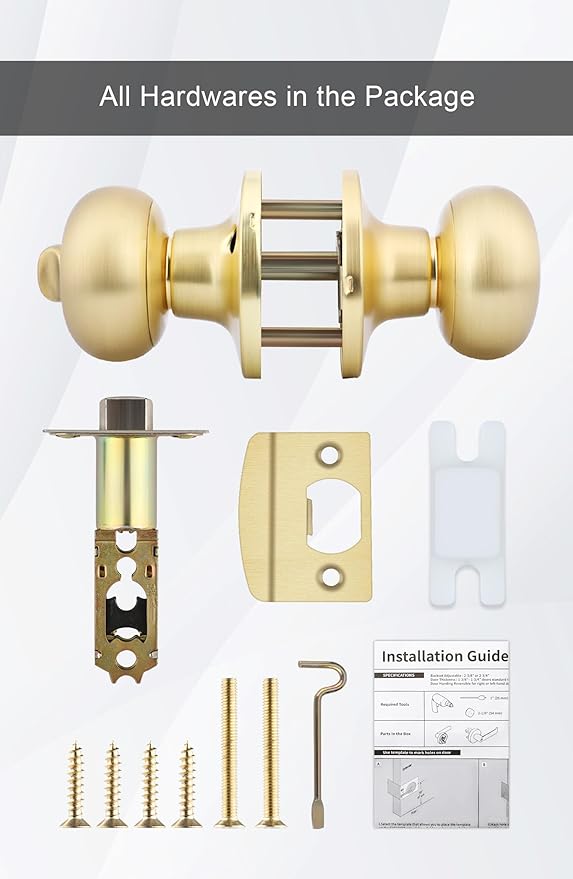 Goldenwarm Gold Interior Door Knobs, Bedroom Door Knob, Door Knobs Interior Bulk, Brushed Gold Privacy Door Knob for Bedroom or Bathroom(8 Pack)