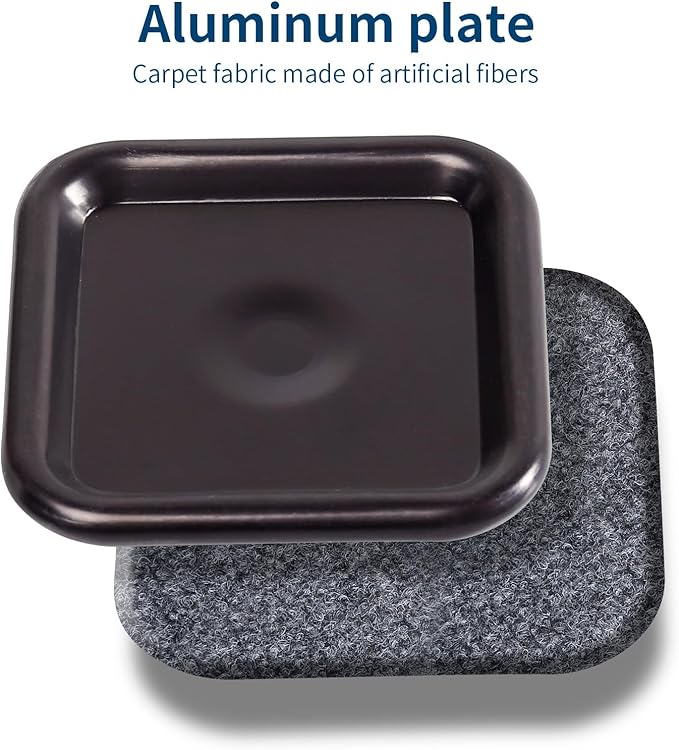 Ezprotekt 2 1/2" Square Carpet Bottom Furniture Caster Cups, 16 Pcs Reusable Furniture Coasters, Felt Furniture Sliders Pads to Protect Hardwood, Tile or Carpetd Floors from Scratches (Brown/Gray)