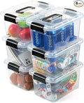 Plastic Storage Bins with Lids 6 Packs, 7 Quart Storage Organizer Bins with Buckle-Up Latches and Handle, Stackable Storage Containers for Home Pantry Office Classroom Organization, Clear