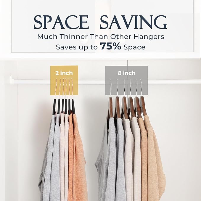 HOUSE DAY Black Velvet Hangers 60 Pack, Premium Non-Slip Felt Hangers, Sturdy Black Clothes Coat Hanger Heavy Duty, Durable Suit Hanger for Space Saving, No Marks Gold Hook
