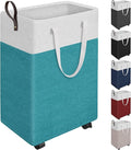 HomeHacks 90L Large Rolling Laundry Basket, Laundry Hamper with 4 Smooth Wheels, Collapsible Waterproof Clothes Basket, Freestanding Hamper with Handles for Bedroom/Dorm/Laundry Room (Green)
