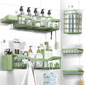 Shower Caddy Adhesive Shower Organizer 7-Pack, Rustproof Stainless Steel Bathroom Shelves, Large Capacity No-Drill Rack Storage Accessories with Soap Dish Toothbrush Holder Hooks