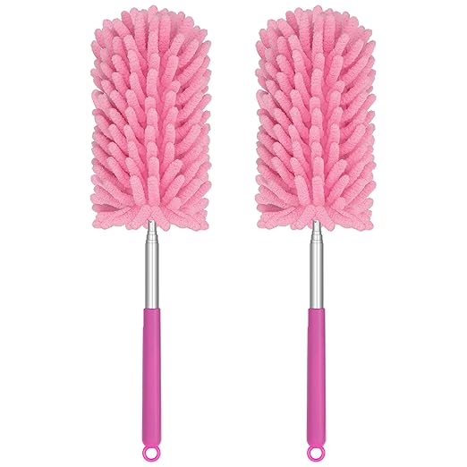 Mini Duster for Cleaning, 360° Bendable Hand Dusters with Extension Pole, Washable Small Duster for Car Interior, Office, Furniture