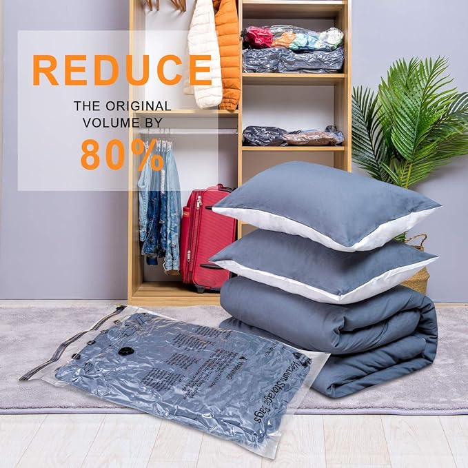 GONGSHI Vacuum Storage Bags, Space Saver Seal Bags For Clothing, Blankets, Comforters, Pillows, Clothes Storage,Travel Luggage.5 J 5 L