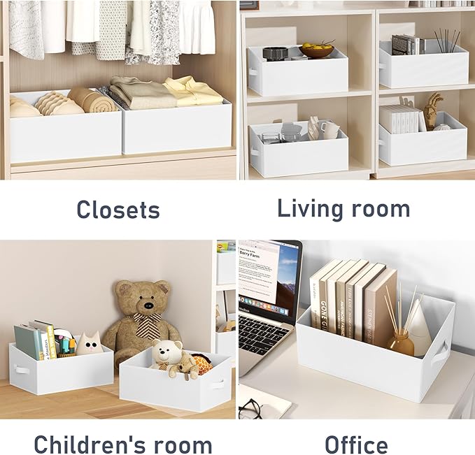 DIMJ Closet Storage Bins 8 Pack - Fabric Storage Baskets for Shelves, Large Clothes Organizers with Handles, Trapezoid Shelf Organization Storage Cubes for Purse, Toys, Books, Towel, Clothes