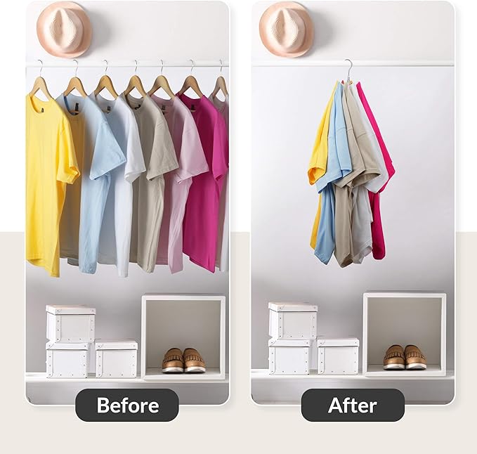 ZEDODIER Space Saving Hangers for Clothes,Rotatable Sturdy Shirt Hangers with 8 Hooks, Non Slip Multiple Shirt Organizer for T-Shirts Sweatshirts Hoodies, Silver