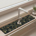 Sink Faucet Absorbing Mat Ginkgo Leaves Sink Splash Guard Drying Mat for Kitchen Bathroom Faucet Sinkmat 23.5"X5.5"