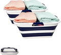 SAMMART 42 (11 Gallons) Collapsible Plastic Laundry Basket, Foldable Pop Up Storage Container/Organizer, Space Saving Hamper, Portable Bin for Dorm Room Bathroom (2, White/Starry Blue)