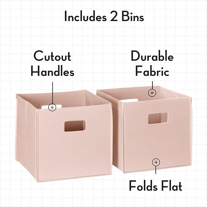RiverRidge Kids 2pc Fabric Collapsible Storage Cube Organizers with Handles for Playroom Organization - Soft Pink