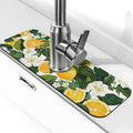 Faucet Draining Mat For Kitchen Sink, Yellow Lemons Green Leaves Diatom Mud Absorbent Drain Pad For Bathroom Kitchen Sink Splash Guard Drying Mat