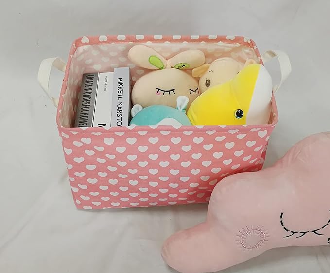 Girls Storage Basket Pink Valentine's Day Gifts Basket Waterproof Organizer Nursery Bins Toy Box for Organizing Home/Dorm/Kitchen/Pet/Office/Closet/Shelf/Room Decor