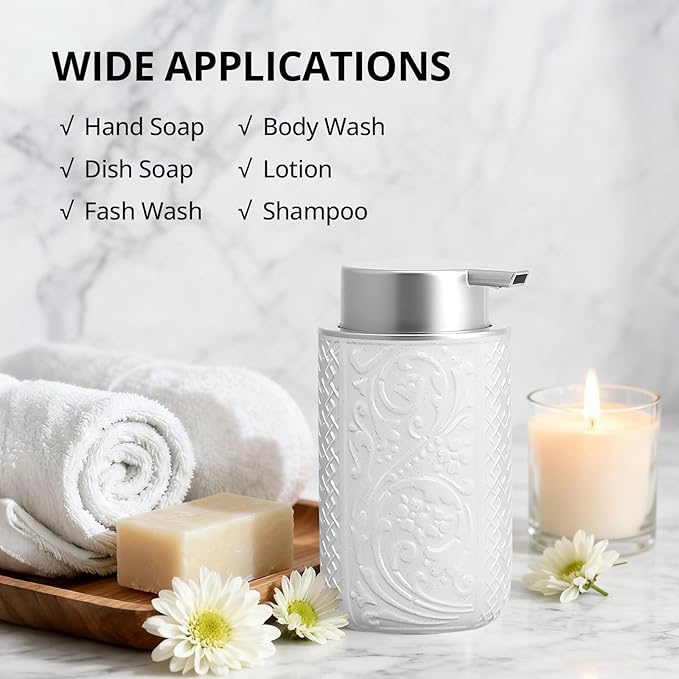 12OZ/350ML Ceramic Foaming Soap Dispenser Empty Hand Soap Dispenser Refillable Lotion Containers with Pump