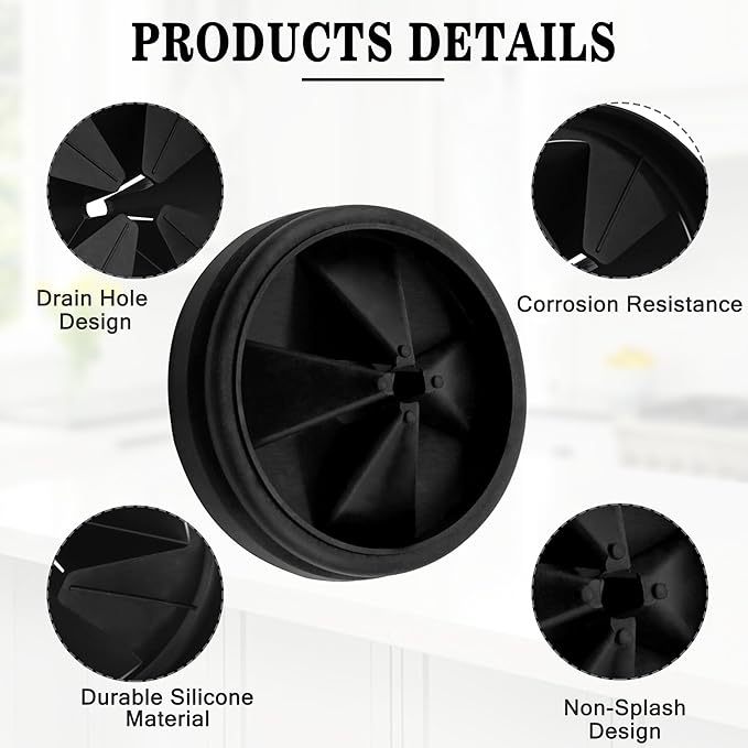 Garbage Disposal Splash Guard, 3 3/8" Upgraded for InSinkErator Evolution Series QCB-AM Sink Baffle Drain Insert, Kitchen Sink Splash Guard Sink Stopper Removable Garbage Disposer