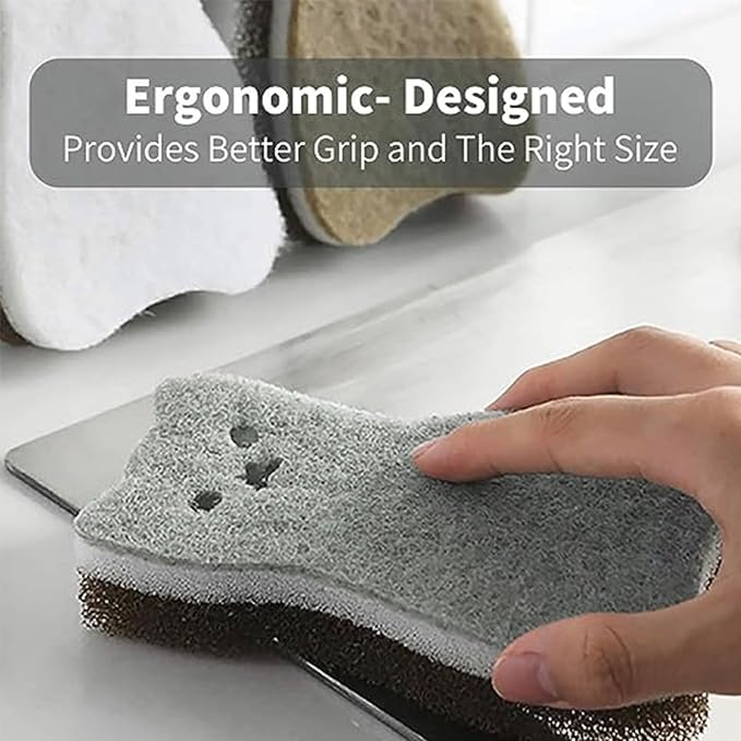 Kitchen Sponges Reusable, Dish Sponge for Washing Dishes, Compostable Sponges for Cleaning Dishwashing, Natural Wood Pulp Scouring Pad, Household Cellulose Scrub Sponge Heavy Duty (Kitchen sponges-6)
