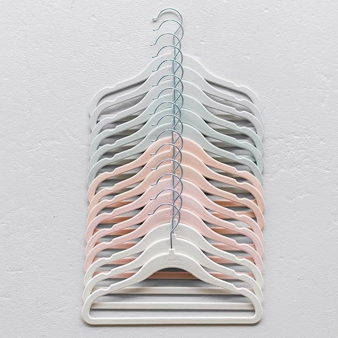 3 Sprouts Velvet Baby Hangers - Non-Slip Hanger for Infant, Toddler, Baby Clothes - Closet Kids Hangers with Slim Design, Nordic Colors (Gray - Pack of 30, Pack of 30)