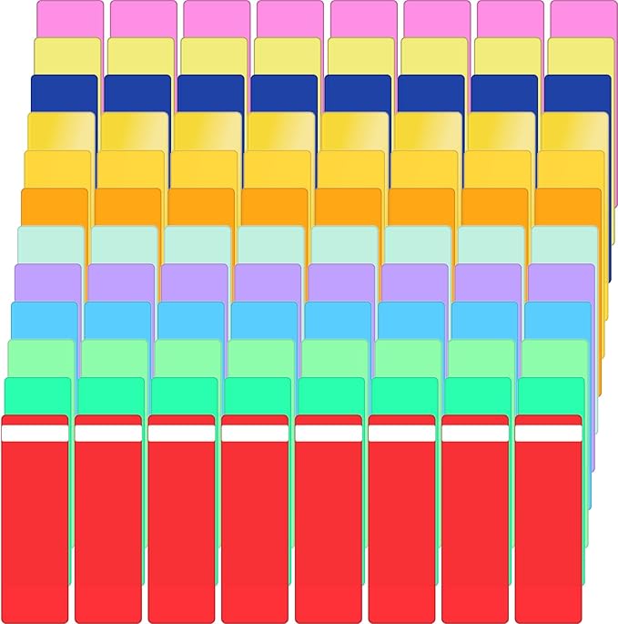 96 Pcs Library Book Dividers, 4x12 Inch Plastic Shelf Dividers with 120 Pcs Stickers, 12 Assorted Colors Bookshelf Markers for Home, Classroom Organize