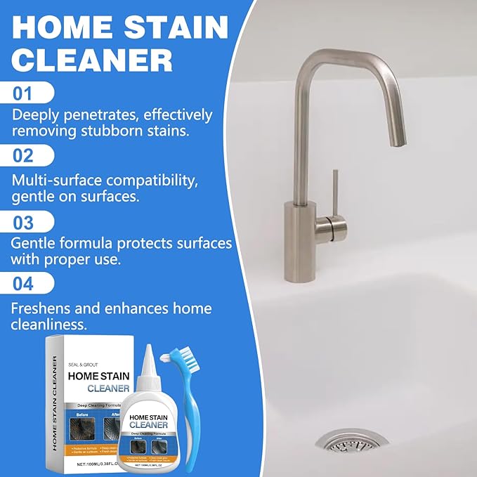 Home Stain Cleaner Gel, Washing Machine Cleaner with Brush, Home RemoverGel for Washing Machine, Refrigerator Strips, Deep Cleaning Gel for Tiles, Kitchen Sinks, Walls, Bathrooms (100 ML)