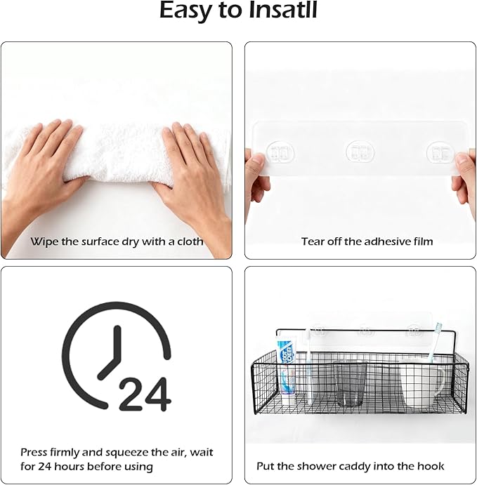 MUSSIN Shower Caddy Adhesive Replacement, 2 Pack Strong Shower Shelf Adhesive Hooks for Bathroom Storage Shelves Kitchen Racks