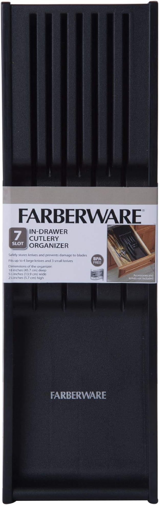 Farberware 5229614 7 Slot In Drawer Knife Organizer, 18-Inch, Black