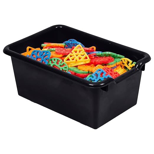 ECR4Kids Scoop Front Storage Bins, Multipurpose Organization, Black, 10-Piece