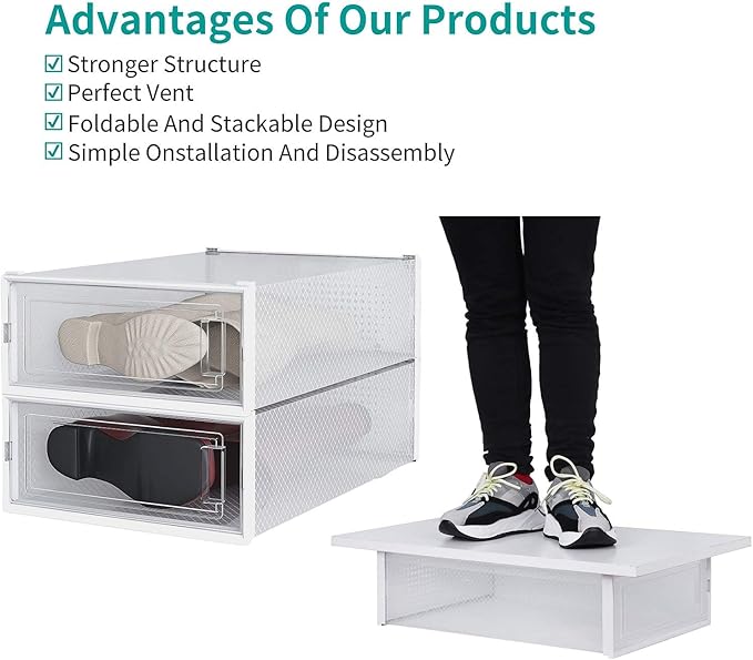 PARANTA 4-Piece Boot and Shoe Storage Box, Stackable Clear Plastic Shoe Box, Space-Saving Shoe Organizer for Boots, Sneakers, and High Heels, Clear