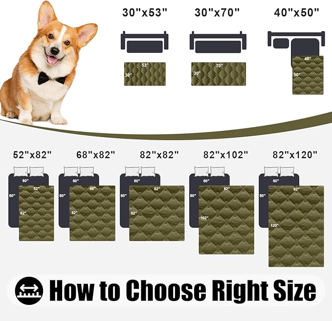 Smiry Waterproof Dog Bed Cover Blanket, Soft Reversible Pet Blanket, Washable Leakproof Cats Dogs Couch Cover for Sofa, Couch, Furniture, Plaid (30x53 Inch, Green/Navy)