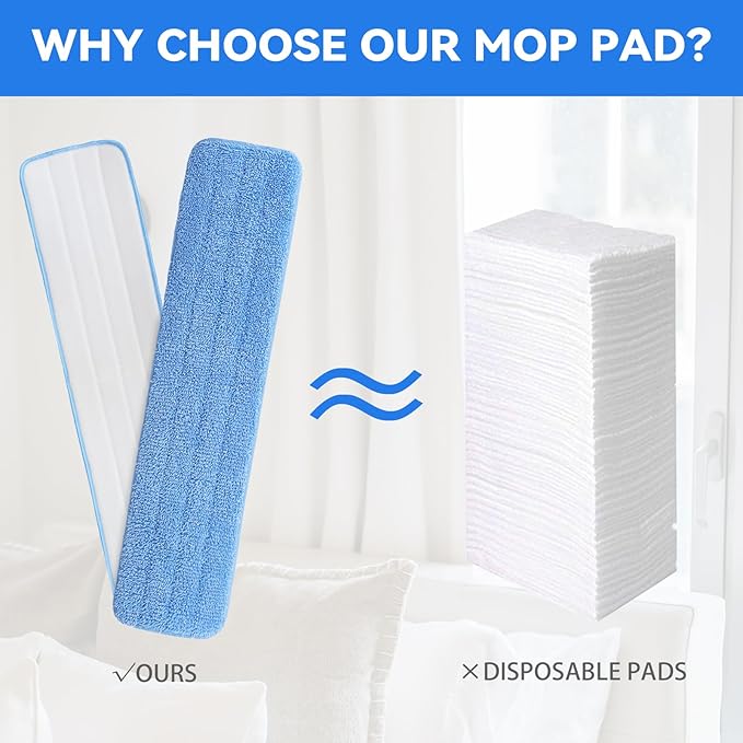 36" Microfiber Pad for Rubbermaid Commercial 36 Inch Mop Head - 8 Pack Replacement Wet & Dry Commercial Reusable Cleaning Mop Refills Fit for Any Microfiber Flat Mop System 36"