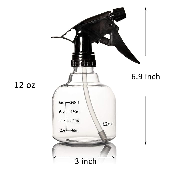 Youngever 6 Pack Empty Plastic Spray Bottles, Spray Bottles for Hair and Cleaning Solutions (12 Ounce)