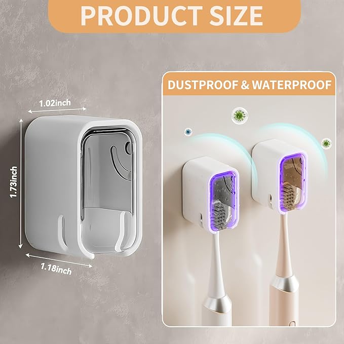 Wall Mounted Toothbrush Holders for Bathroom,Strong Self Adhesive Tooth Brush Holder with Cover, Toothbrush Heads Organizer for Family, 4 Pcs