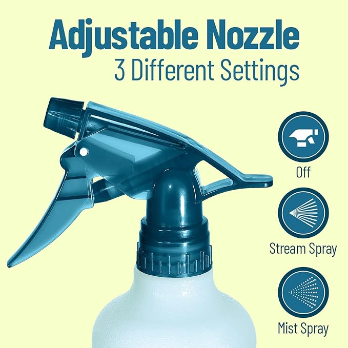 Refillable Stream and Spray Colored Squirt Bottles - 12oz Refillable Mister Bottle for Cleaning Solutions, Gardening, Grooming and Hair Salon COLORS MAY VARY | 3-BOTTLES