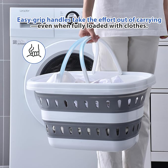 Monozuki Collapsible Plastic Laundry Basket 10.6 gallon(40L) Eco-recycled material- Foldable Pop Up Storage Container/Organizer - Space Saving Hamper/Basket BPA Free