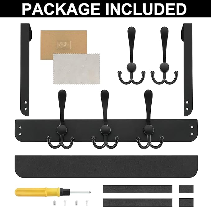 OIM OMIIOMIO Over The Door Hooks, Door Hanger for Hanging, Towel Racks for Bathroom with 15 Coat Hooks, Coat Rack Hat Rack Organizer, Towel Holder Bathroom Accessories