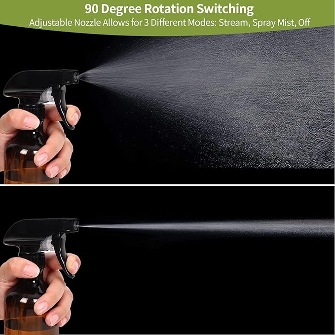 Cleaning Spray Bottles for Plants Misters for Inside, 2 Pack 10 oz Squirt, Water Spray Bottle Mist Sprayer, No Leak Hair Mister Empty with Adjustable Nozzle (Brown)