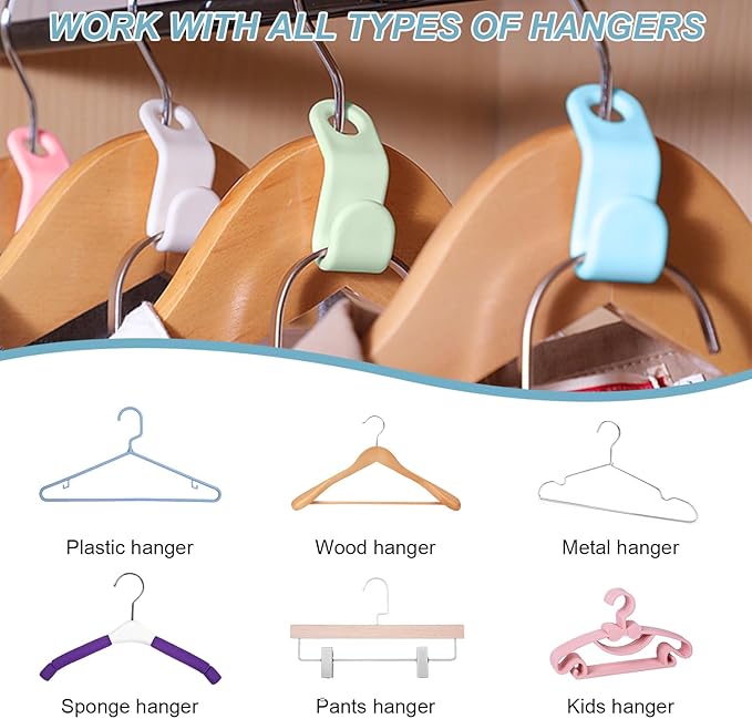 100 PCS Space Saving Hanger - Clothes Hanger Connector Hooks, Stacking Hanger Hooks Space Saver, Plastic Closet Organizers and Storage Hanger Extender for Heavy Duty Cascading Connection Hook (White)
