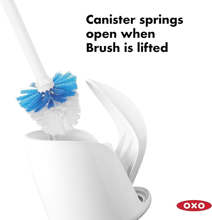 OXO Good Grips Compact Toilet Brush & Canister, White, 6" x 4-3/4" x 17-1/4" h (Pack of 2)