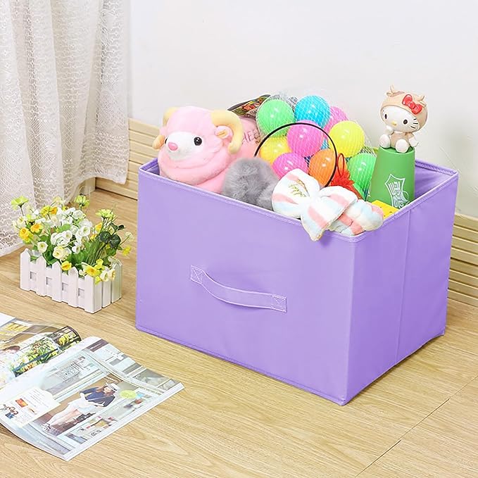 purple storage bins [6 Pack] 9.0"x7.5"x7.5",Mini Storage Box Fabirc Foldable Closet Toy Organizer Collapsible Cloth